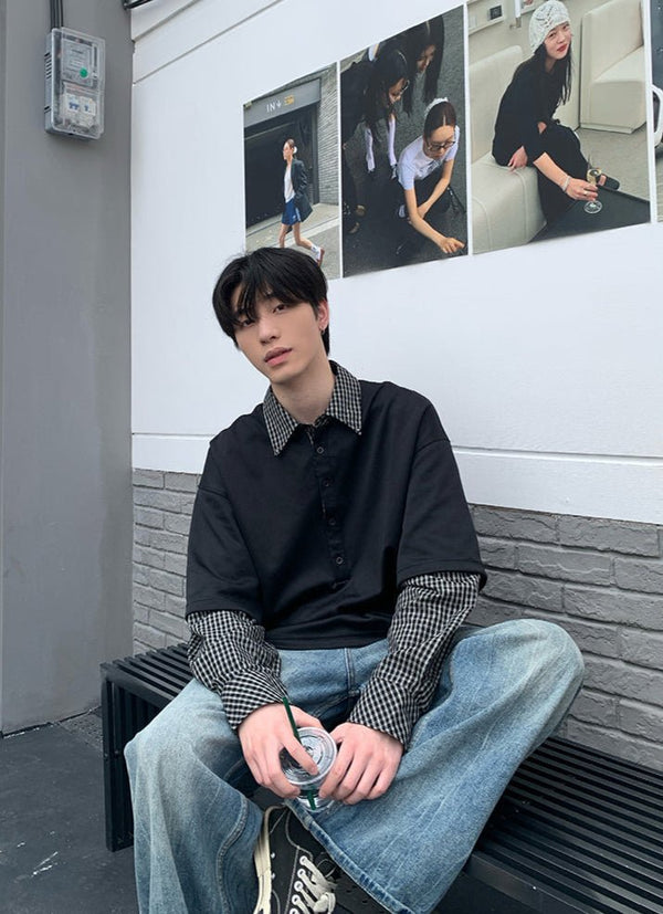 Fake two-piece long sleeve T-shirt OR4238