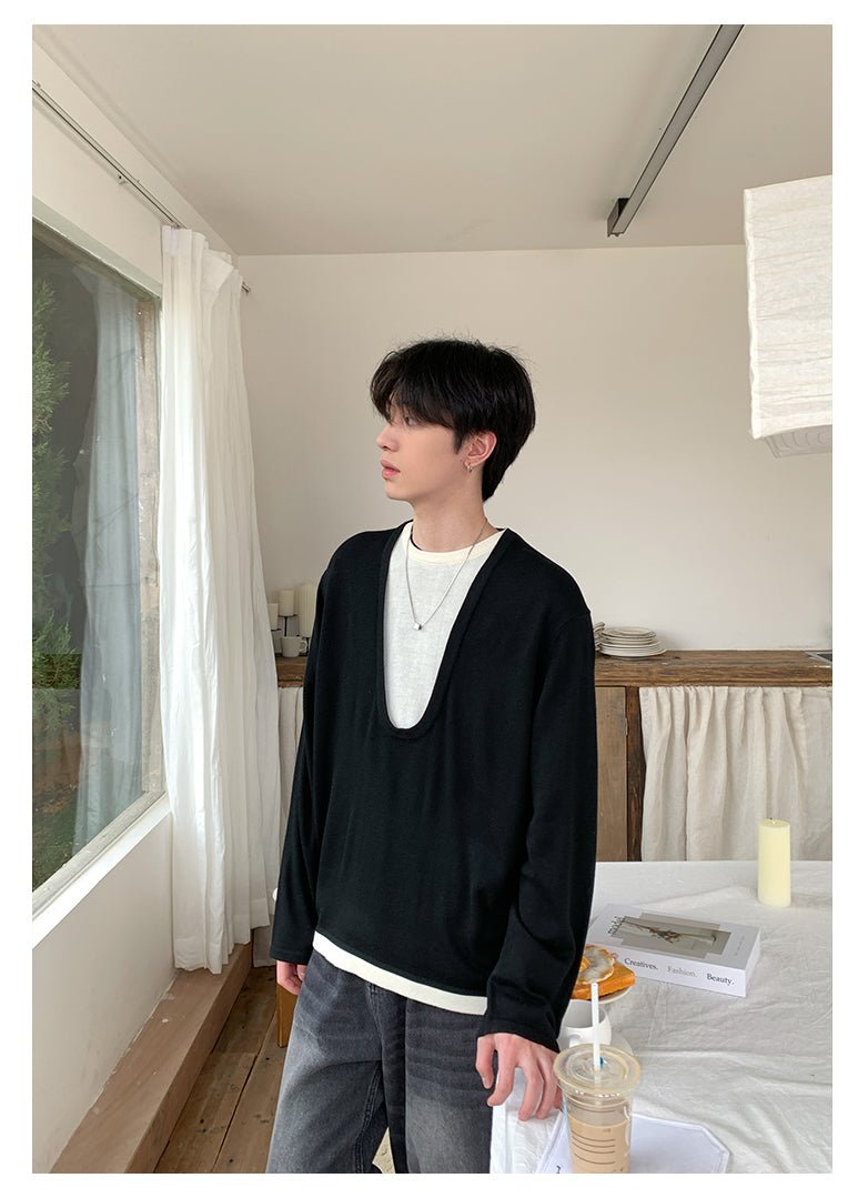 Fake two - piece round neck long T OR4237 - ORUN