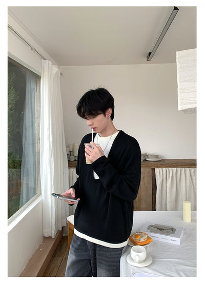 Fake two - piece round neck long T OR4237 - ORUN