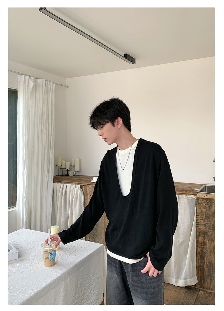 Fake two - piece round neck long T OR4237 - ORUN