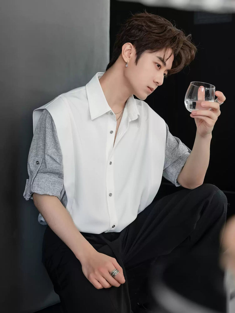 Fake two piece short sleeve shirt OR4254 - ORUN