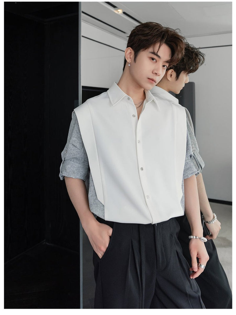 Fake two piece short sleeve shirt OR4254 - ORUN