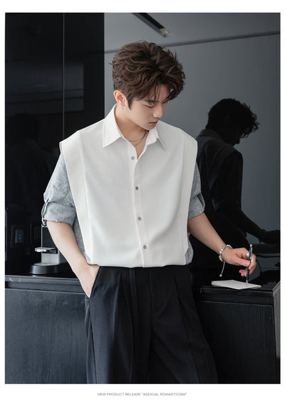 Fake two piece short sleeve shirt OR4254 - ORUN