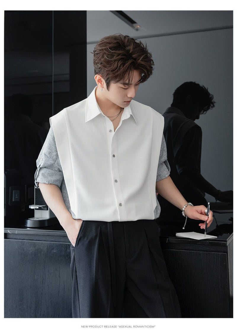Fake two piece short sleeve shirt OR4254 - ORUN
