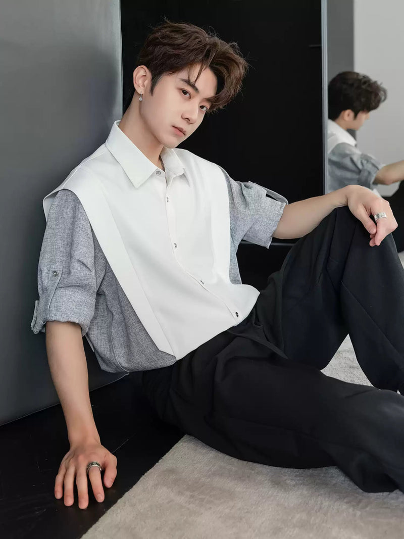 Fake two piece short sleeve shirt OR4254 - ORUN