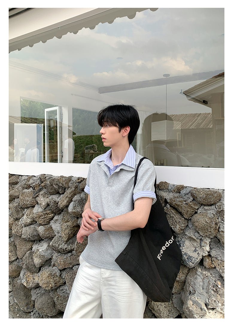 Fake two - piece short sleeve sweatshirt OR4288 - ORUN