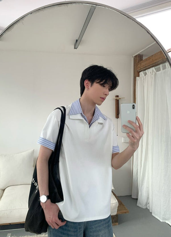 Fake two-piece short sleeve sweatshirt OR4288