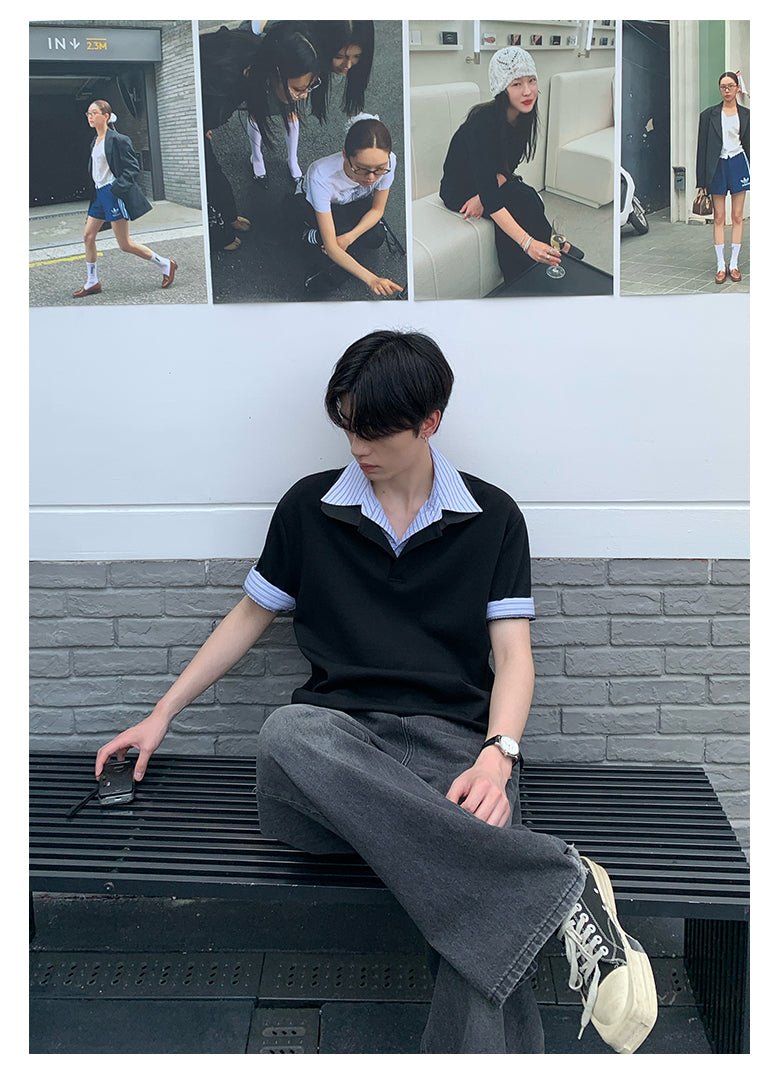Fake two - piece short sleeve sweatshirt OR4288 - ORUN