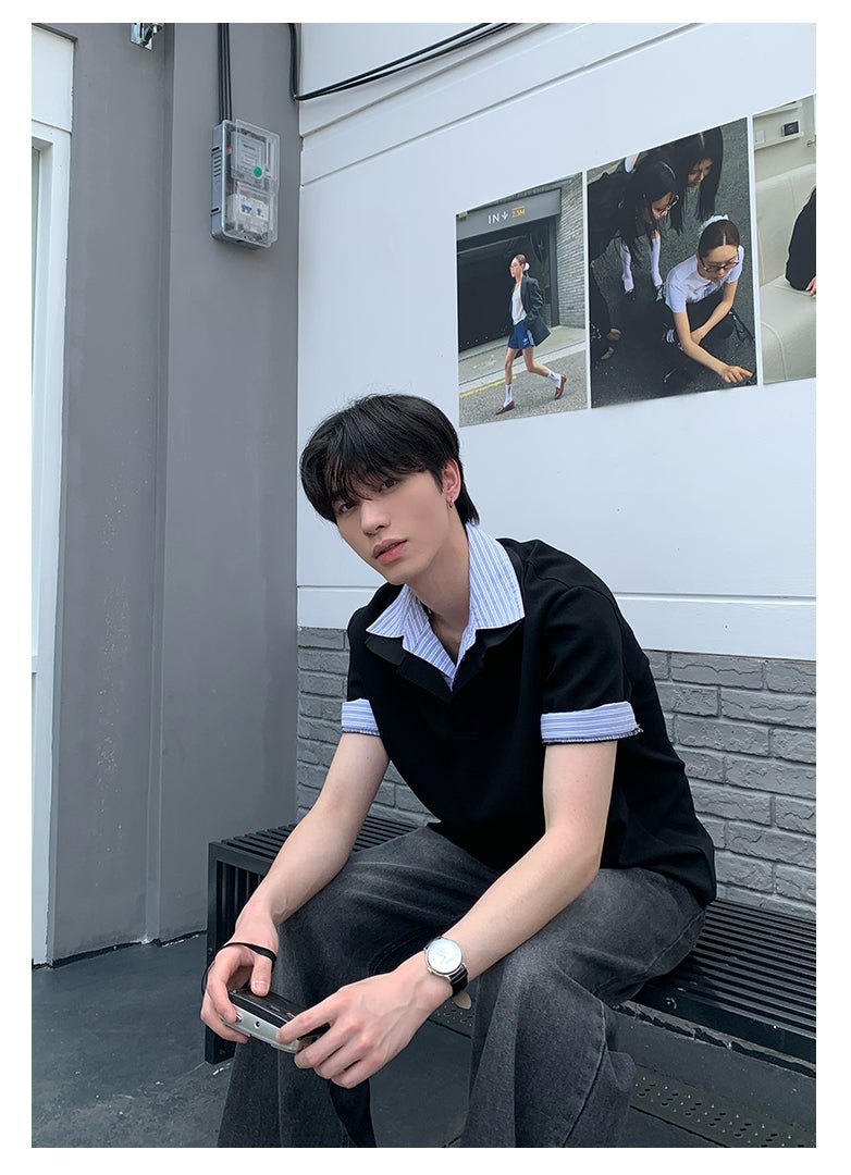 Fake two - piece short sleeve sweatshirt OR4288 - ORUN