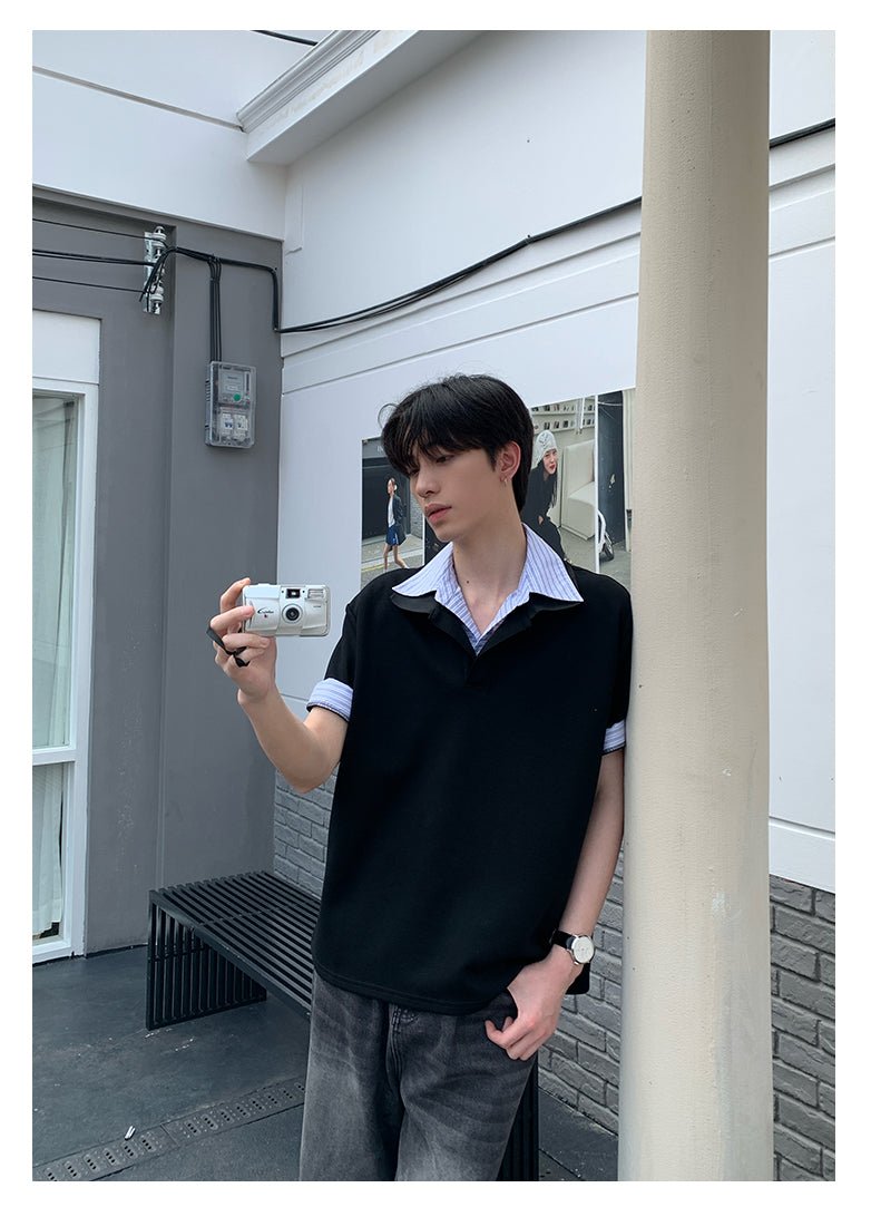 Fake two - piece short sleeve sweatshirt OR4288 - ORUN
