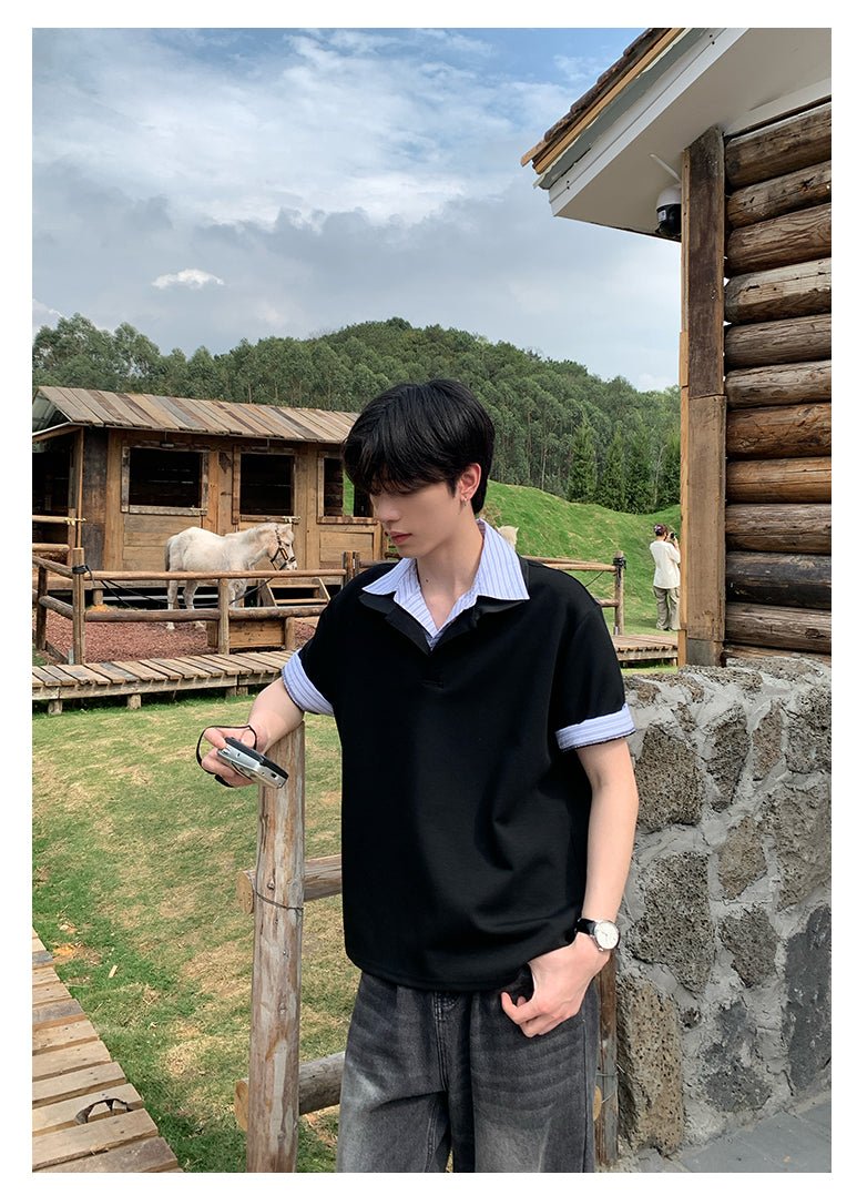 Fake two - piece short sleeve sweatshirt OR4288 - ORUN