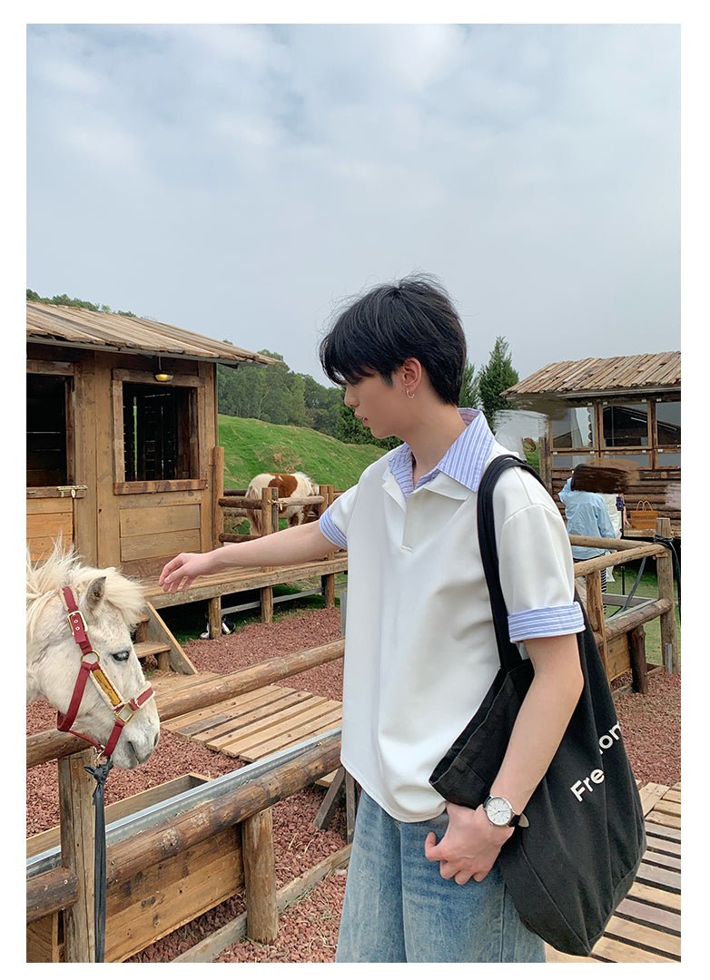 Fake two - piece short sleeve sweatshirt OR4288 - ORUN
