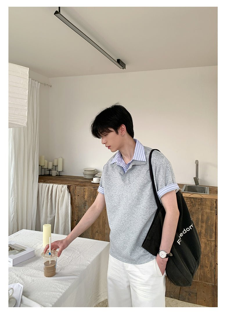 Fake two - piece short sleeve sweatshirt OR4288 - ORUN