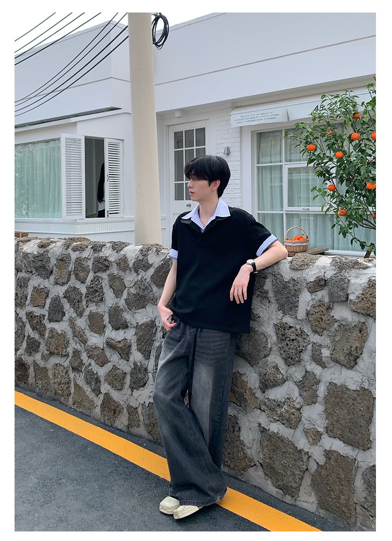 Fake two - piece short sleeve sweatshirt OR4288 - ORUN