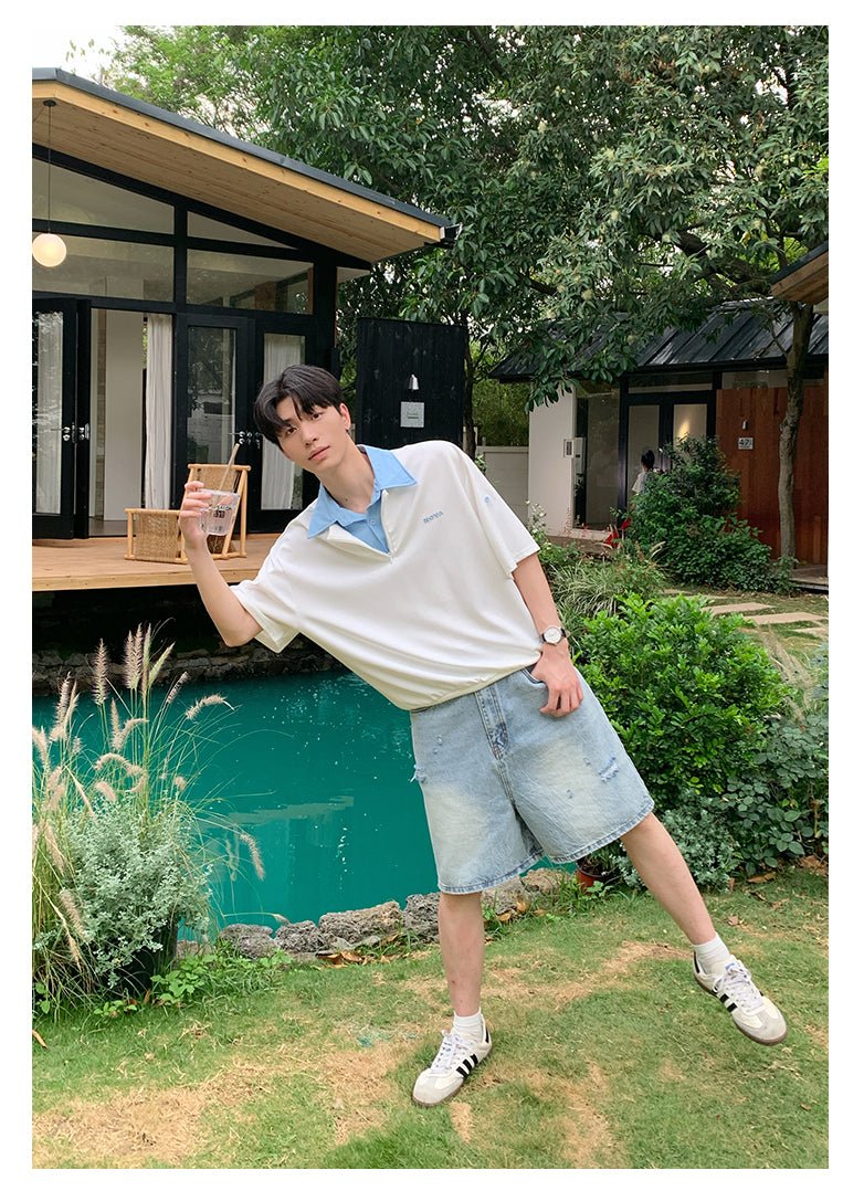 Fake two - piece short sleeve T-shirt OR4324 - ORUN
