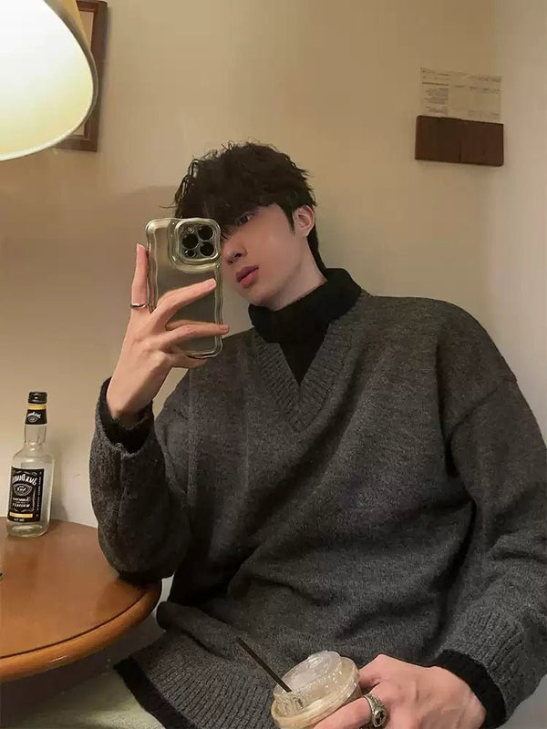 Fake two-piece turtleneck knit OR3873