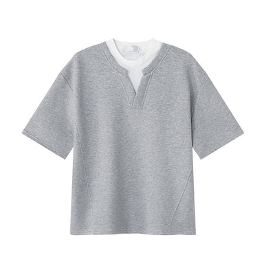 Fake two-piece V-neck T-shirt OR2937 - ORUN