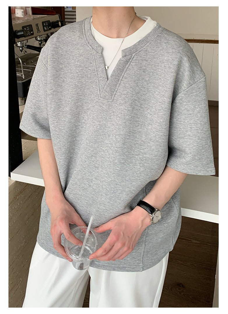 Fake two-piece V-neck T-shirt OR2937 - ORUN
