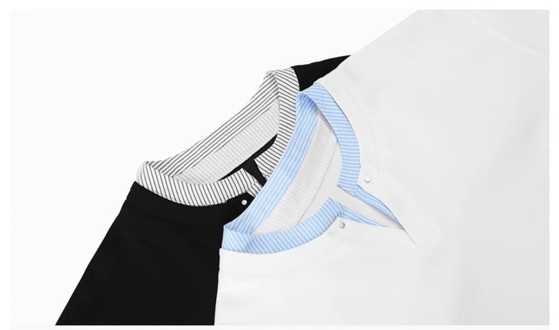 Fake two - piece V - neck T-shirt OR4394 - 韓国メンズファッション通販 - ORUN - 