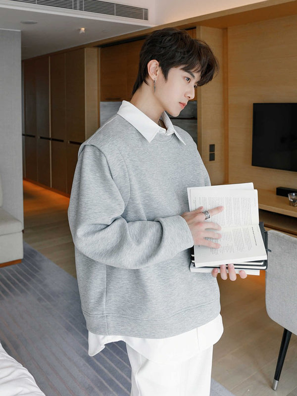 Faux layered shirt sweatshirt OR3573