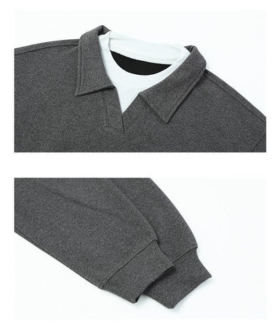Faux layered V neck sweatshirt OR2967 - ORUN