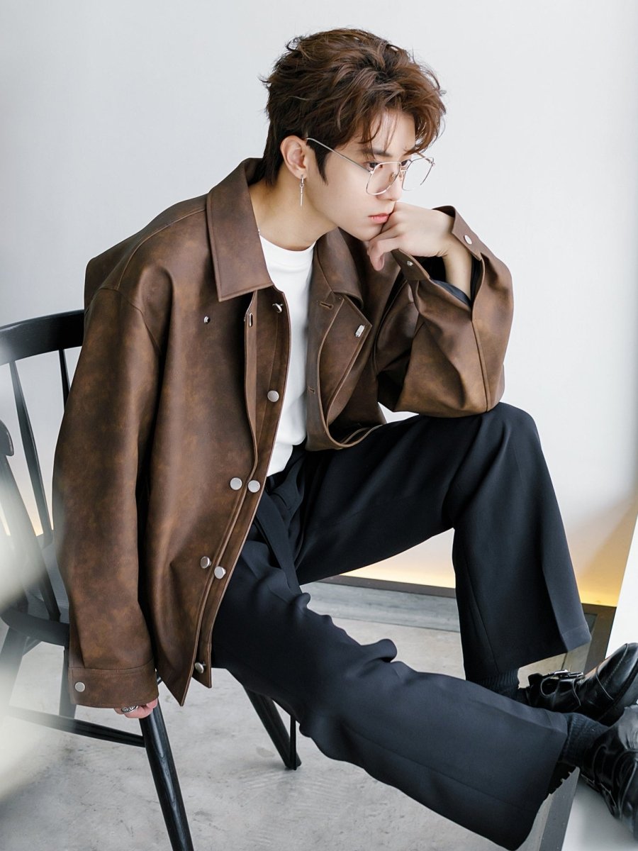 Faux leather jacket OR3431 – 韓国メンズファッション通販 - ORUN -