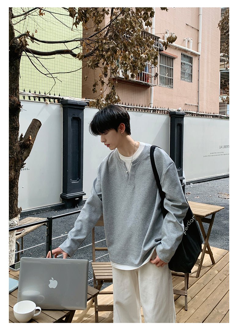 Faux two - piece long sleeve sweatshirt OR4287 - ORUN