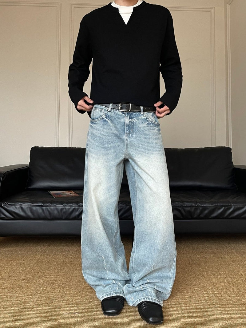 フレイドヴィンテージワイドデニム メンズ ダメージ加工 / Frayed Wide OR4400 - 韓国メンズファッション通販 - ORUN - 