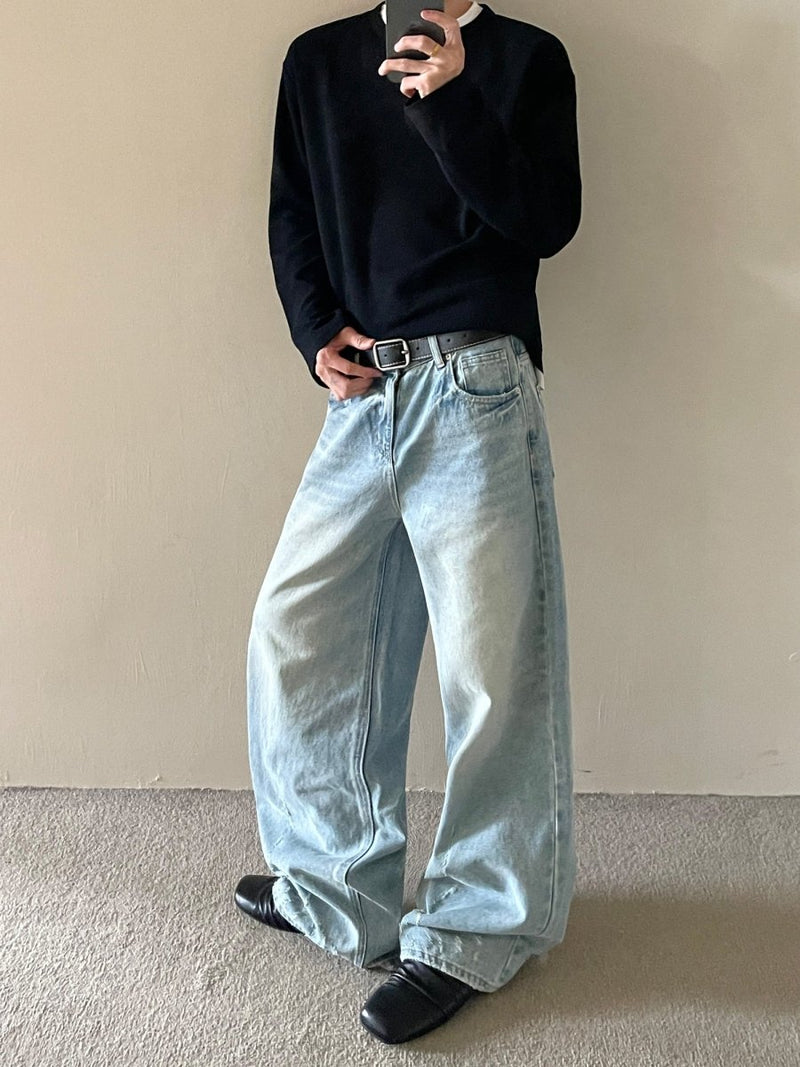 フレイドヴィンテージワイドデニム メンズ ダメージ加工 / Frayed Wide OR4400 - 韓国メンズファッション通販 - ORUN - 