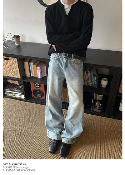 フレイドヴィンテージワイドデニム メンズ ダメージ加工 / Frayed Wide OR4400 - 韓国メンズファッション通販 - ORUN - 