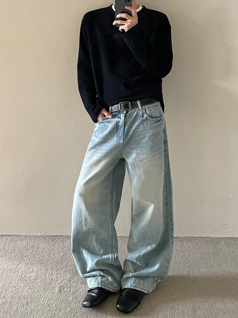 フレイドヴィンテージワイドデニム メンズ ダメージ加工 / Frayed Wide OR4400 - 韓国メンズファッション通販 - ORUN - 
