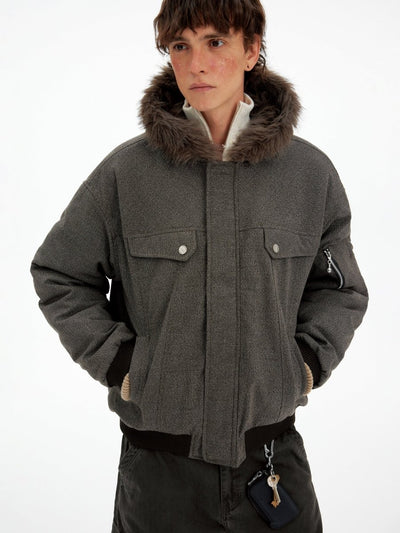Fur collar cargo jacket OR4775 - 韓国メンズファッション通販 - ORUN - 