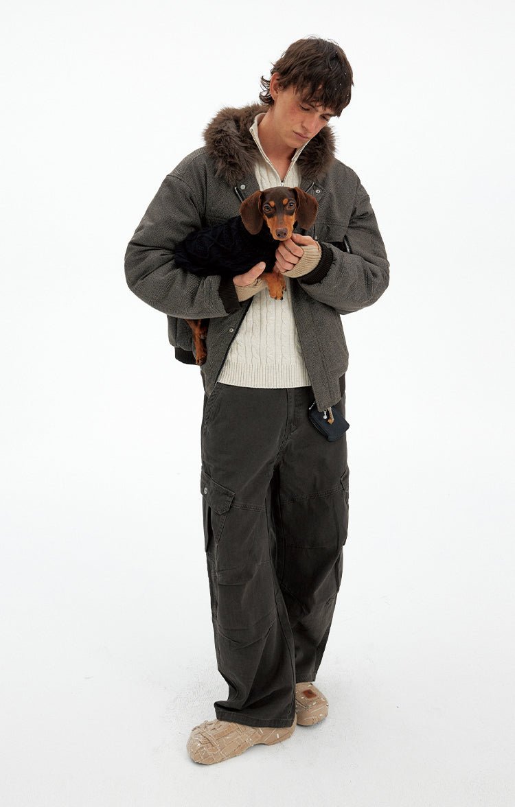 Fur collar cargo jacket OR4775 - 韓国メンズファッション通販 - ORUN - 