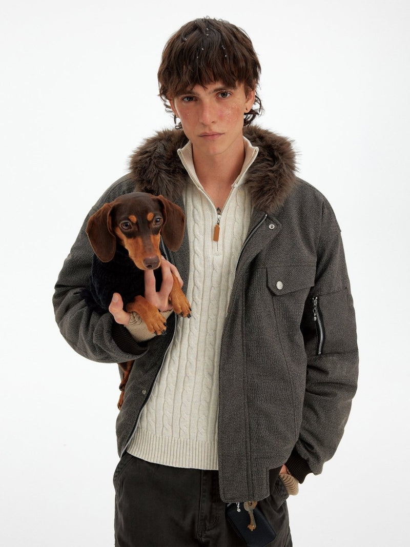 Fur collar cargo jacket OR4775 - 韓国メンズファッション通販 - ORUN - 