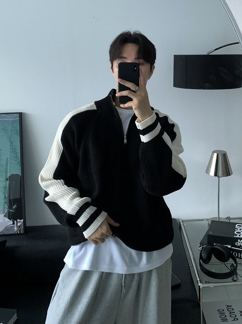 Half - zip knit sweater OR4595 - 韓国メンズファッション通販 - ORUN - 
