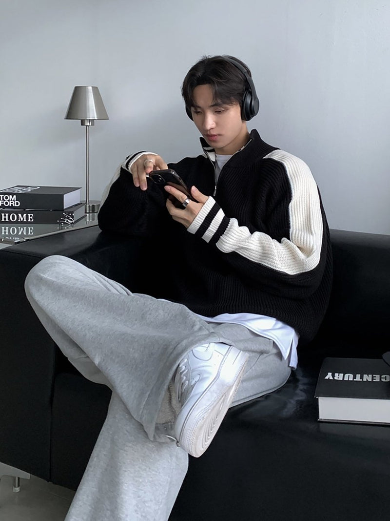 Half - zip knit sweater OR4595 - 韓国メンズファッション通販 - ORUN - 