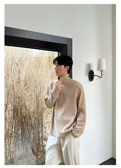 Half - zip long - sleeved T-shirt OR4647 - 韓国メンズファッション通販 - ORUN - 