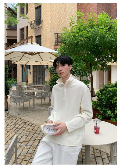 Half - zip long - sleeved T-shirt OR4647 - 韓国メンズファッション通販 - ORUN - 