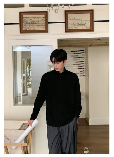 Half - zip long - sleeved T-shirt OR4647 - 韓国メンズファッション通販 - ORUN - 