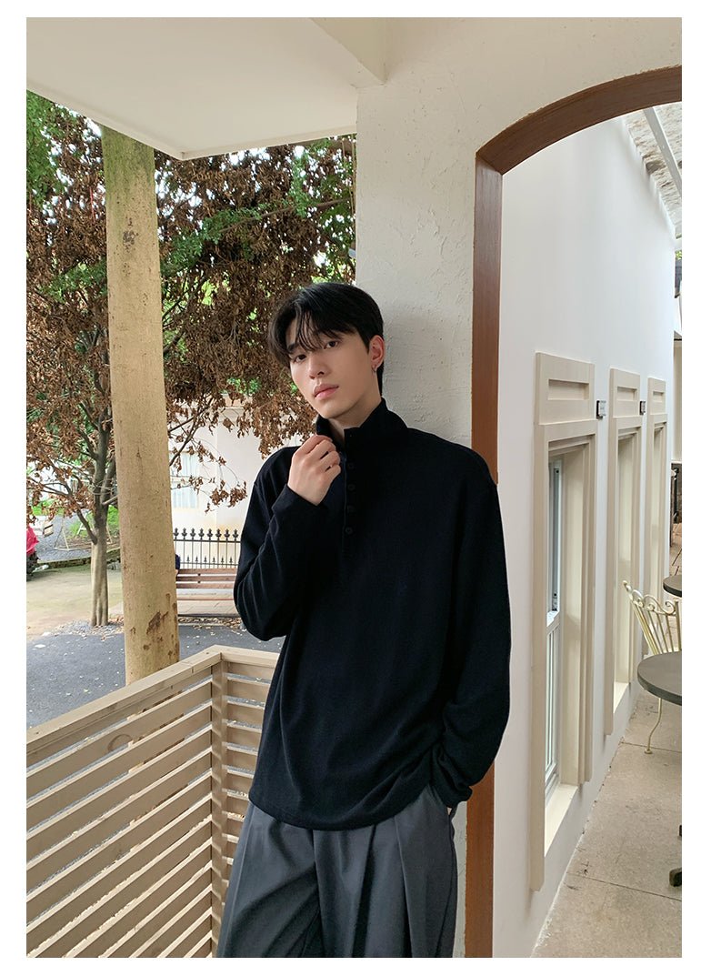 Half - zip long - sleeved T-shirt OR4647 - 韓国メンズファッション通販 - ORUN - 