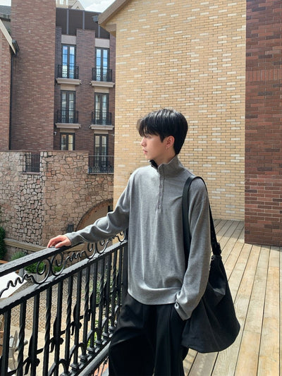 Half - zip long - sleeved T-shirt OR4647 - 韓国メンズファッション通販 - ORUN - 