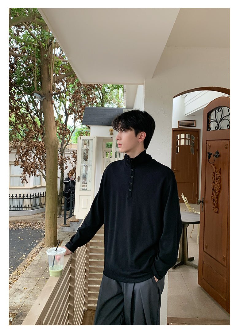 Half - zip long - sleeved T-shirt OR4647 - 韓国メンズファッション通販 - ORUN - 