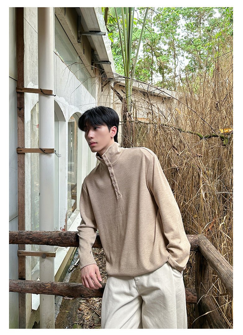 Half - zip long - sleeved T-shirt OR4647 - 韓国メンズファッション通販 - ORUN - 