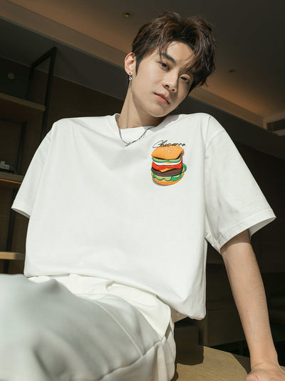 Hamburger print T-shirt OR2814 - ORUN