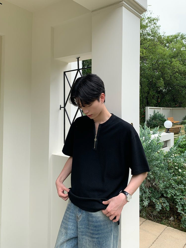 Heavy weight half zip T-shirt OR4337 - ORUN