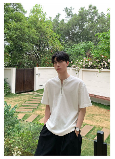 Heavy weight half zip T-shirt OR4337 - ORUN