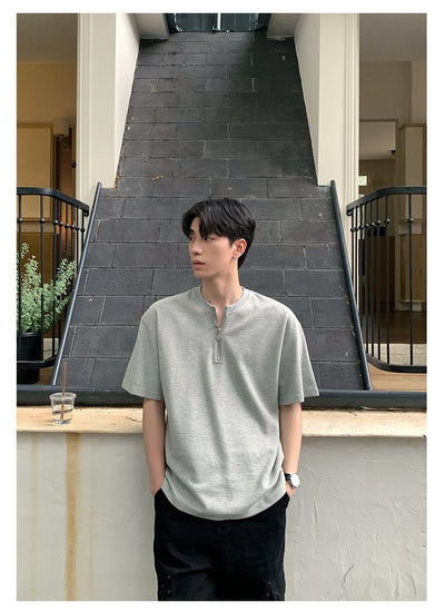 Heavy weight half zip T-shirt OR4337 - ORUN