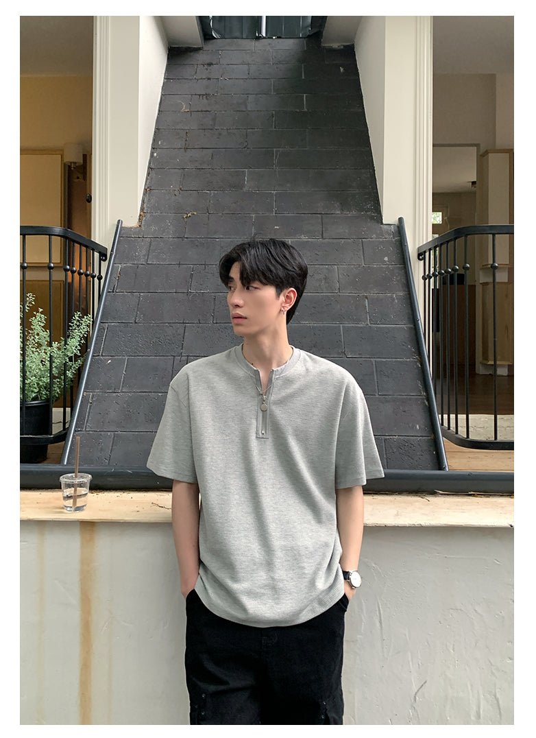 Heavy weight half zip T-shirt OR4337 - ORUN