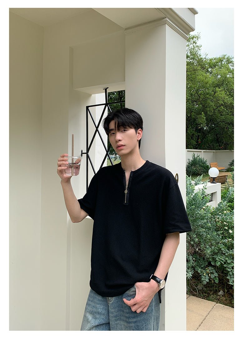 Heavy weight half zip T-shirt OR4337 - ORUN