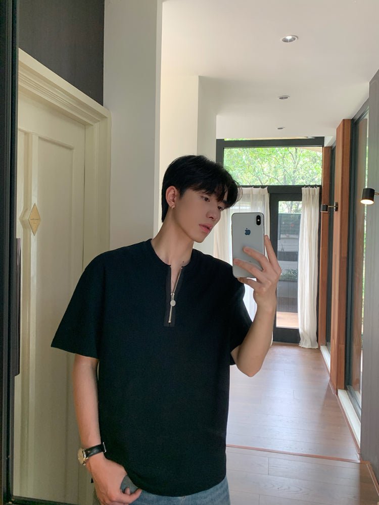 Heavy weight half zip T-shirt OR4337 - ORUN